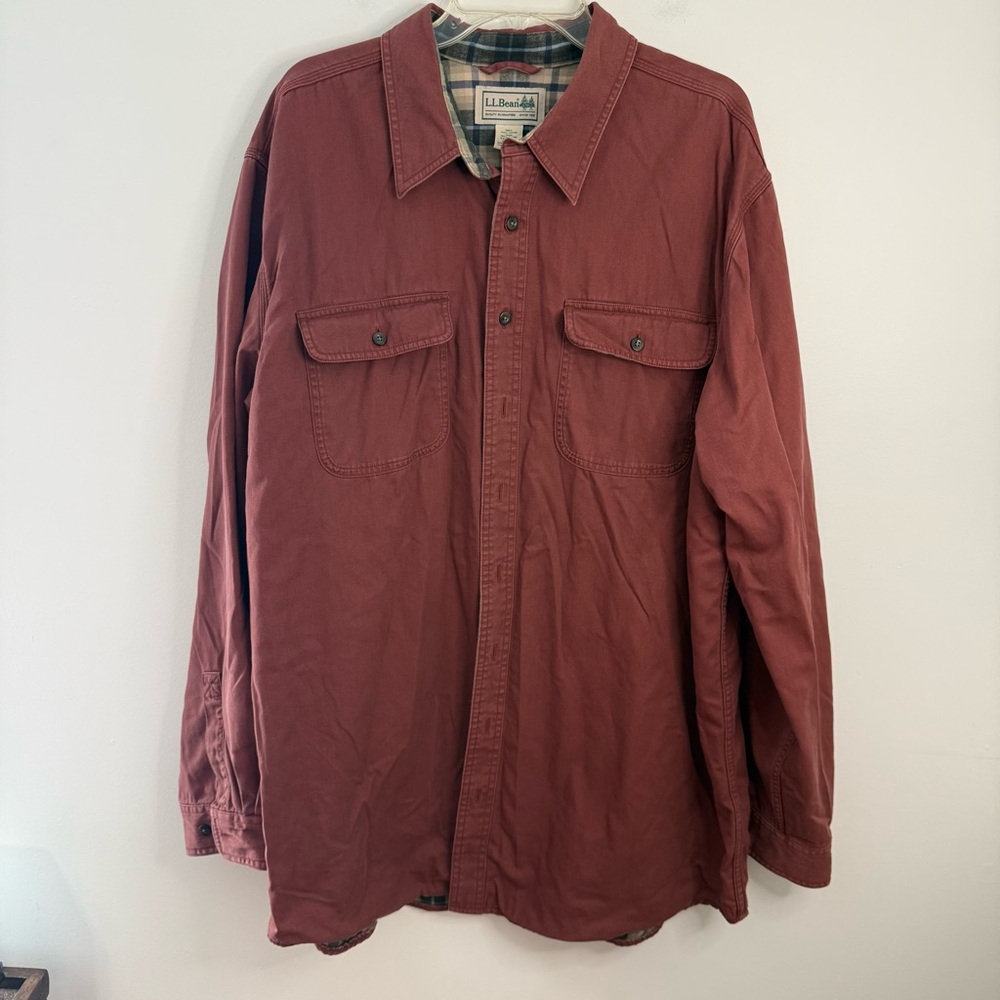 Vintage LL Bean Long Sleeve Button Down Flannel Lined Shirt XXL Tall